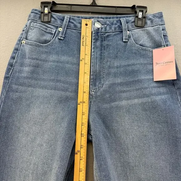 Juicy Couture Jeans Women's 7/28 Blue Lunita Wide Leg Rhinestone Logo Flare NWT - Picture 12 of 14